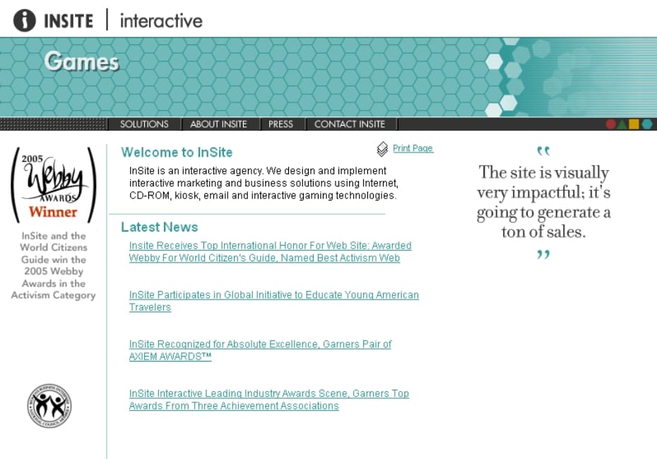Insite's website from 2002 through 2008
